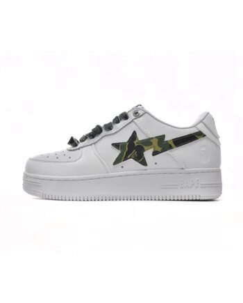 Bapesta A Bathing Ape Bape Sta Low White Green Camouflage 1H20-191-045